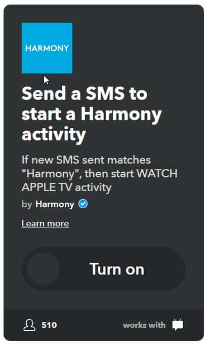 logitech harmony and ifttt sms