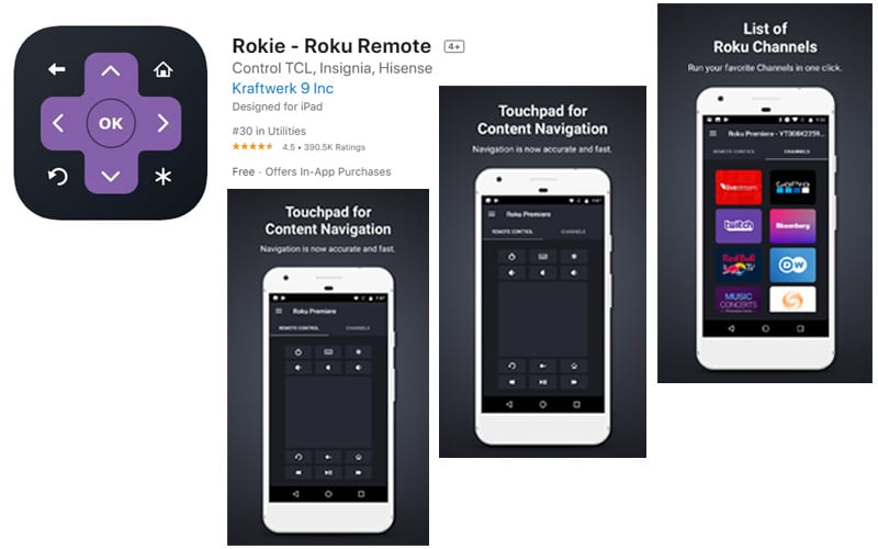 rokie roku remote apps