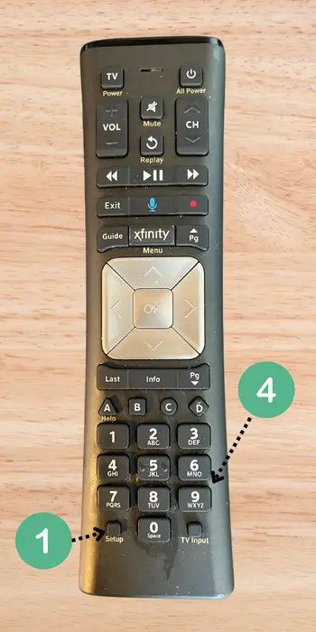 reset xfinity remote - setup button