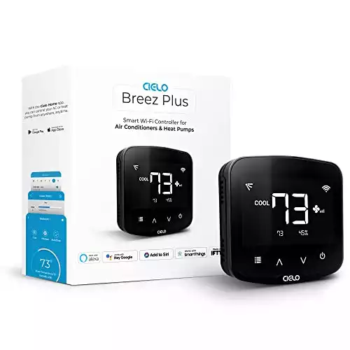 Cielo Breez Plus Smart Air Conditioner Controller | Smart Thermostat for Mini Split, Window & Portable ACS | Alexa, Google, Siri, SmartThings, IFTTT | iOS & Android | Inbuilt Temp & Humidi...