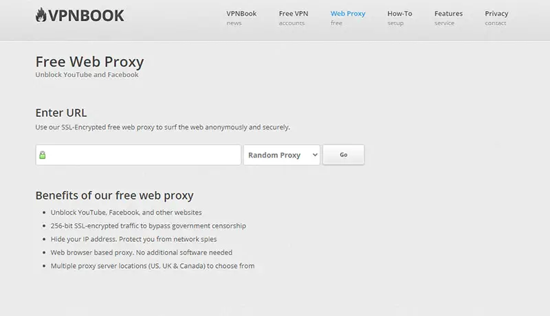 VPNbook best free video proxy sites