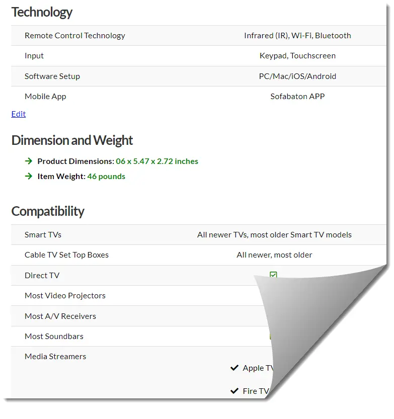 Sofabaton x1 specifications