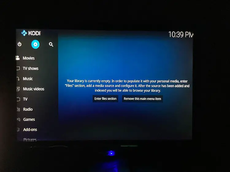 kodi navigate settings option