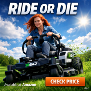 ego rider mower ad