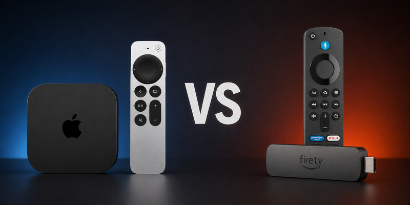 Apple TV 4K and Fire TV Stick 4K Plus compared side by side